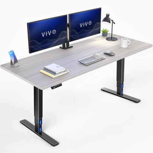 VIVO Dark Gray 71 x 30 in Standing Desk, DESK-KIT-2E71G - color: Dark Gray Top / Black Frame, size: 71 x 30 inch