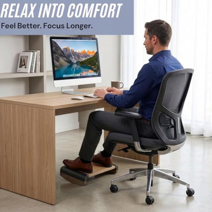 Tiel Designs Ergonomic Under Desk Footrest for Posture Support, Solid Wood, Non Slip Office Foot Stool, Angled Desk Foot Rest for Home and Office