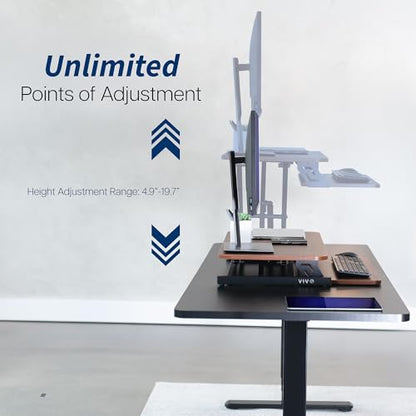 VIVO 32 in Standing Desk Riser, Height Adjustable Workstation - color: Dark Walnut, size: 32"