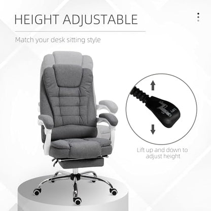 Executive Office Chair with Footrest, Linen-Fabric Computer Chair