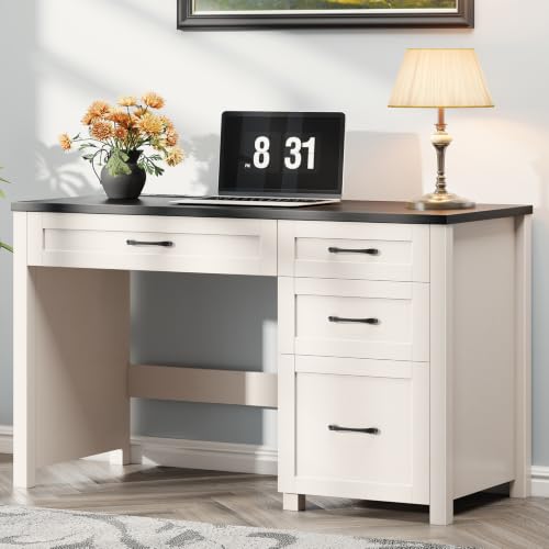 Farmhouse 47" Computer Desk, Executive Desk with File Drawer, Black. - color: Black, size: Style 1