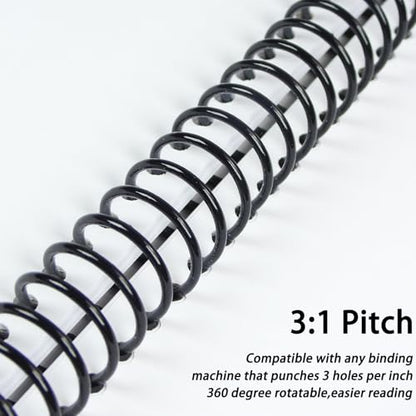 Rayson 25.4mm Plastic Spiral Coil Binding 3:1 Pitch, 1 inch, 210 Sheets Capacity Black Coil Binding Spines - Versatile for Office and Educational Tasks, Pack of 50 - size: 1" (210 Sheets Capacity)