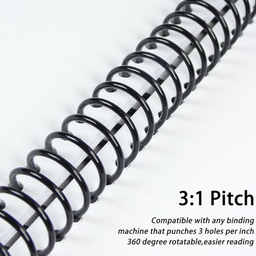Rayson 28.6mm Plastic Spiral Coil Binding 3:1 Pitch, 1-1/8 inch, 240 Sheets Capacity Black Coil Binding Spines - Versatile for Office and Educational Tasks, Pack of 50 - size: 1-1/8" (240 Sheets Capacity)