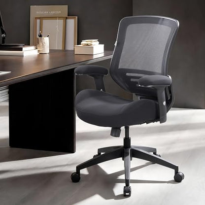 BOLISS 400lbs Ergonomic Office Chair Soft Thick Seat with Mesh Back (Black) | Wide Cushion, Computer Desk Chair, Tilt Lock, Height Adjustable Arms and Lumbar Support Reduce Back Pain - color: Black Frame Black Fabric