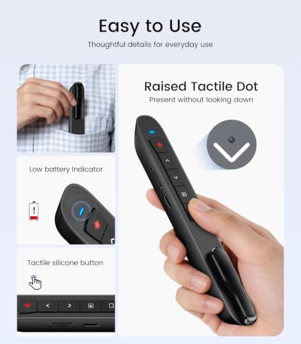 Green Light Presentation Clicker for Teachers – USB-C Rechargeable Wireless Presenter for PowerPoint/Keynote/Google Slides, Plug & Play Remote for Mac/Windows/Laptop - size: Green+Rechargeable