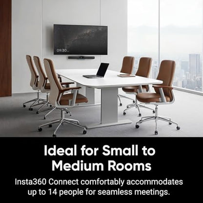 Insta360 Connect - AI Conference Room System with Android OS, Zoom Certified, Dual-4K Cameras, Speaker Tracking, 14-Mic Array, Voice Pickup to 33ft, Whiteboard Mode, Work with Teams/Google Meet/Webex