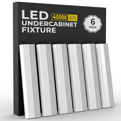 6 Pack 24" Hardwired Under Cabinet Light, 4000K Cool White, ETL, 1250 lm - color: 4000K CoolWhite, size: 24 INCH 6 Pack