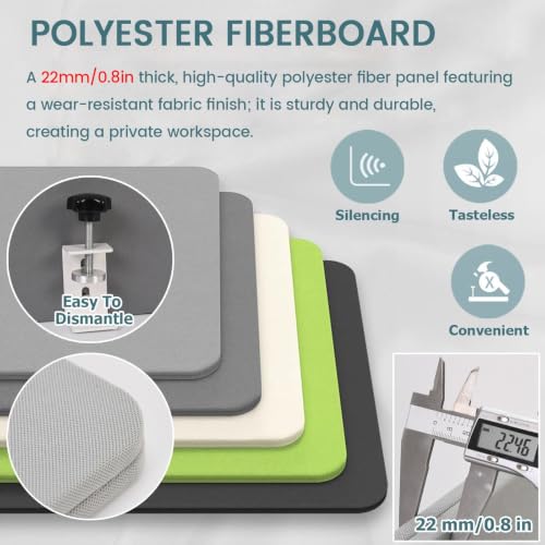 JYHHCYS Felt Board Modesty Panel for Desk, 20 30 40 50 60 Inch Customizable Clamp On Desk Privacy, Sound Absorbing Cubicle Desk Divider for Above Or Below Desktop