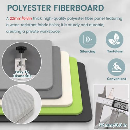 JYHHCYS Felt Board Modesty Panel for Desk, 20 30 40 50 60 Inch Customizable Clamp On Desk Privacy, Sound Absorbing Cubicle Desk Divider for Above Or Below Desktop