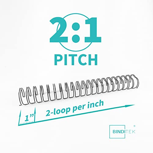 Binditek 50 Pack Double Loop Wire Binding Spines, 1Inch Binding Wire for Letter Size, 2:1 Pitch, 220 Sheet Capacity, 21-Loop, Black, for Students and Coworkers | Wire Binding Spines for Letter Size, 21-Loop, 220 Sheet Capacity, for Reports, Manuals and Pr