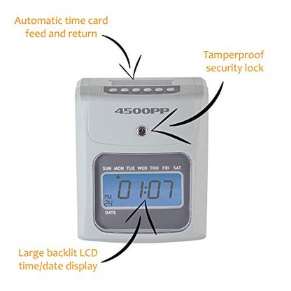 Nile Products - 4500PP Electronic Calculating Time Clock - style: Small Business Punch Pack