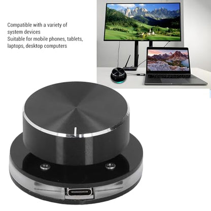 USB Volume Control Knob, Audio Remote Volume Knob with RGB Light and USB C Cable, Rotate Volume Adjustment & One Key Mute Function, Multimedia Controller for Android, PC, Phone