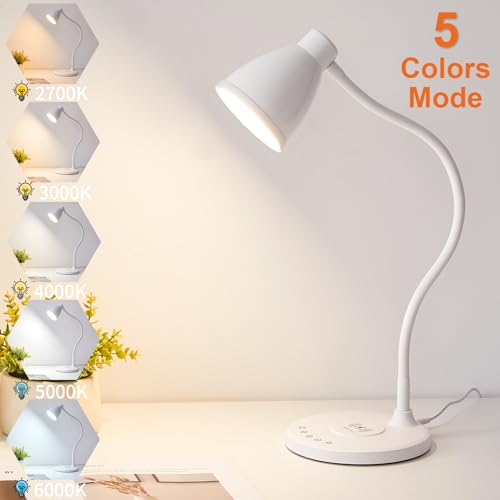 BOHON LED Desk Lamp for Home Office with USB C Charging Wireless Charger - color: White, size: Standard