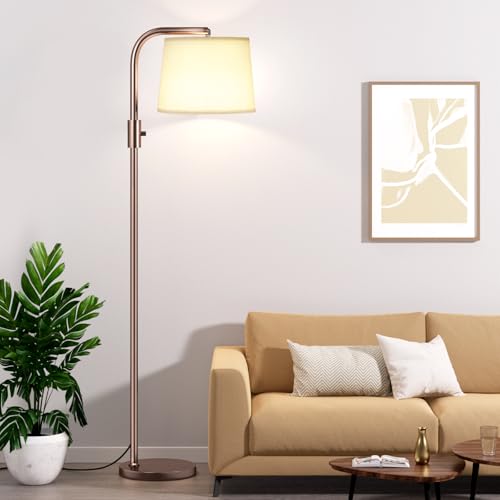 Fully Dimmable Floor Lamp with 9W LED Bulb, Standing Lamp for Living Room with Adjustable Head, Modern Tall Light with Rotary Switch for Office, Brown and Beige - color: N:Brown and Light Linen Beige