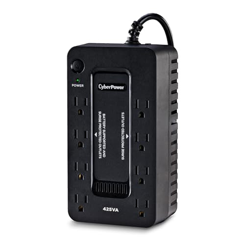 CyberPower ST425 Standby UPS Battery Backup and Surge Protector | 425VA/260W, 8 Outlets, Compact, UL Certified - size: 425VA, style: Compact