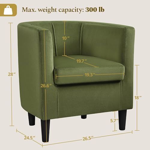 Yaheetech Barrel Accent Chairs Set of 2, Modern Armchairs, Olive Green | Soft Velvet Chair with High-Density Foam Seat, Upholstered Barrel Sofa Chair for Living Room Bedroom Waiting Room - color: Olive Green, size: Set of 2