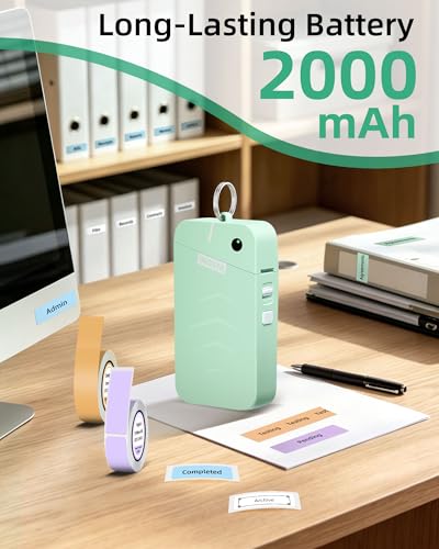 ORGSTA S001 Label Maker Machine with Tape, Portable Bluetooth Label Maker - color: Green