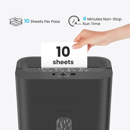 Locksworth 10-Sheet Cross Cut Paper Shredder, 5.55 Gallon Heavy Duty Shredder for Home Office, P-4 High Security Shredders for Paper/Credit Card/Mail/Staples/Clips, Portable Handle Design - size: 10-sheet