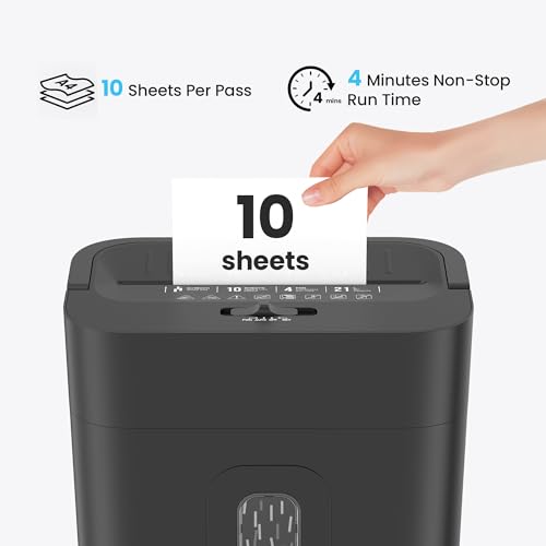 Locksworth 10-Sheet Cross Cut Paper Shredder, 5.55 Gallon Heavy Duty Shredder for Home Office, P-4 High Security Shredders for Paper/Credit Card/Mail/Staples/Clips, Portable Handle Design - size: 10-sheet
