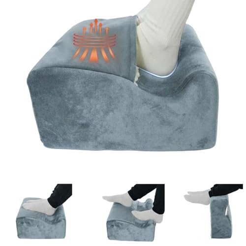 Underdesk Foot Rest for Office with Warm Pocket, High Density Foam-Grey | Footstool Leg Elevator for Chair and Gaming Accessories at Home, Built-in Warm Feet Pocket, Non-slip Base & Washable Cover - color: Grey