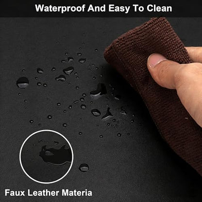 Faux Leather Table Cover,1.8mm Thick,12x78 Inch Desk Cover,Dresser Cover Top,Dresser Protector Top,Dresser Cover,End Table Cover.(Black+Black,12x78) - color: Black+black, size: 12" × 78"