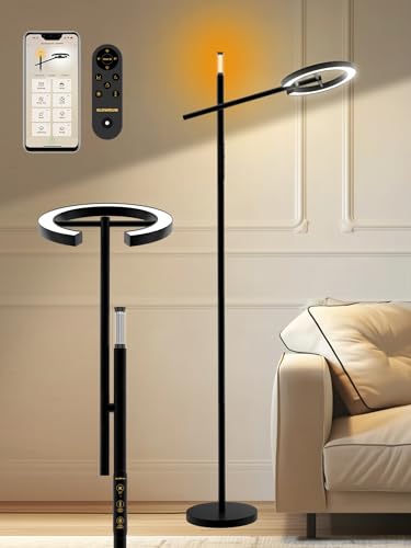 10000 Lux Light Therapy Lamp, Smart Floor Sunlight Lamp, Happy Therapy Lamp | UV-Free Full Spectrum LED Floor Lamp, Alexa/Remote/App Control, 7 Brightness & 4 Color Temps, Task Lamp Reading Floor Lamp - style: Smart (H1)