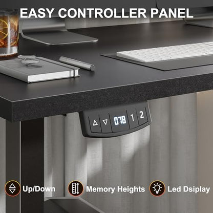 Korfile 63" L Shaped Standing Desk Height Adjustable Memory Presets - color: Dark Black