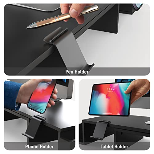 Simple Houseware Desk Dual Monitor Stand Riser with Drawer, Black - color: Black