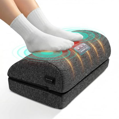 Snailax Heated Foot Rest for Under Desk at Work, Foot Stool with Vibration Massage, 3 Heat Levels, Ergonomic Memory Foam Feet Warmer Heater - color: B.black