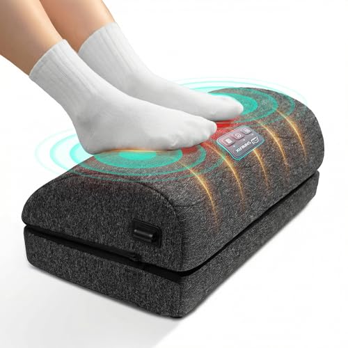 Snailax Footrest Massager with Adjustable Vibrating Heat, Ergonomic Footrest for Desk & Office, Foot Massager for Relaxation, Product for Office Workers, Gift for Women Men - color: Black