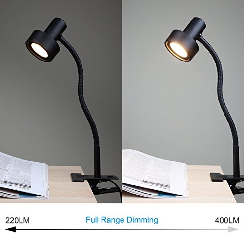 O’Bright Luxor - Dimmable LED Desk Lamp with Gooseneck (Black-Clip on) - color: Black-Clip on