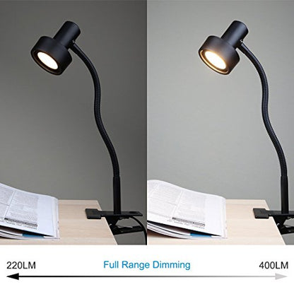 O’Bright Luxor - Dimmable LED Desk Lamp with Gooseneck (Black-Clip on) - color: Black-Clip on