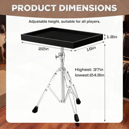 Lewtemi 22 x 16 Inch Percussion Table Adjustable Trap Table, Black - style: Classic