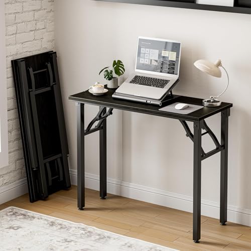 Small Folding Computer Desk – Portable 35.8 Inch Foldable Laptop Table, Collapsible and Compact for Easy Storage and Fast Setup, Lightweight for Small Spaces, Craft and Study Use, Dark Oak - color: Dark Oak, size: 35.8 X 15.7 Inch, style: NO Power Outlets