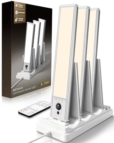 EZVALO Under Cabinet Lighting with Charging Station, Rechargeable Motion Sensor Light Indoor, Dimmable Closet Lights Wireless, 3000K, Motion Activated Under Counter Lights for Kitchen,Pantry(3 Pcs) - color: Warm White