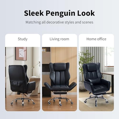 Cross Legged Office Chair with Foot Rest, Flip Armrest | Big and Tall, Criss Cross Gaming Chair, 155° Reclining Computer Chair, 360° Swivel Desk Chair for Home Office - color: Black