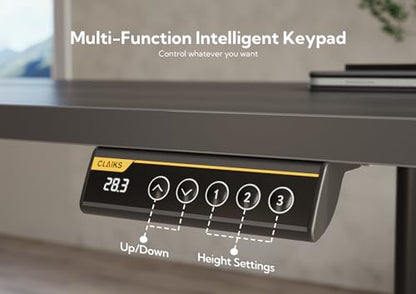 Claiks Electric Height Adjustable Standing Desk, 35x20 Inch, Black | Smooth Height Adjustment, 3 Memory Presets, Cable management hub & hook, Stable Steel Frame, 156 lbs Capacity, Easy Assembly - color: Black, size: 35