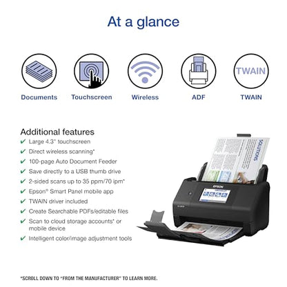 Epson Workforce ES-580W Wireless Color Duplex Desktop Document Scanner