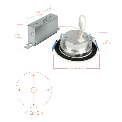 HALO LT 4 inch Baffle Canless LED Recessed Light 5CCT 650 lm | Low glare, IC rated, airtight, wet rated for soffit /shower light, 2700K-5000K, New Construction / Remodel, Dims to 10% - size: 4 inch, style: 5CCT New Version