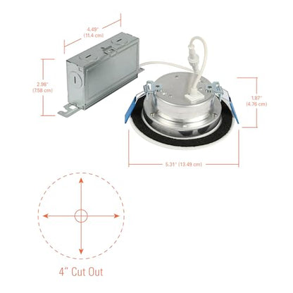 HALO LT 4 inch Baffle Canless LED Recessed Light 5CCT 650 lm | Low glare, IC rated, airtight, wet rated for soffit /shower light, 2700K-5000K, New Construction / Remodel, Dims to 10% - size: 4 inch, style: 5CCT New Version