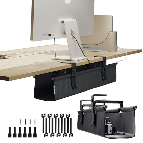 Ascrono Original Under Desk Cable Management Tray, Black, 27.3" - color: Black, size: Regular (27.3 in)