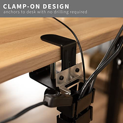 VIVO Black Clamp-on Desk Vertebrae Cable Management Kit, DESK-AC01P-B - color: Black