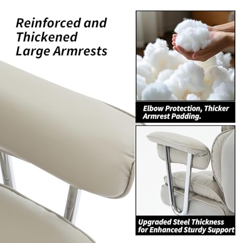 Efomao Big and Tall Office Chair 400lbs – High Back Executive Chair with Swivel Base, PU Leather Upholstery, Lumbar Pillow, Padded Armrests, and Rolling Wheels，Grey Computer Chair - color: 3008y Grey