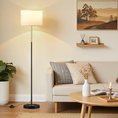 Ambimall 60'' Modern Floor Lamp with Shade, Tall Lamps for Living Room, Bedroom, Office, Dining Room, Gold & Black Lamp Pole(Without Bulb) - color: gold & black pole, size: 60 Inches(Without Bulb)