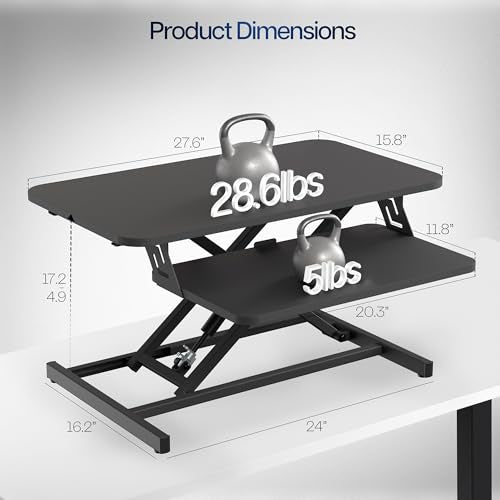 VIVO Black 28 in Standing Desk Converter, DESK-V028S - color: Black, size: 28"