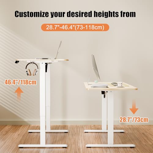 67"x24" Standing Desk, Height Adjustable Sit-Stand Office, Oak | Electric Adjustable Standing Desk, Sit to Stand Computer Office Desk with Splice Board, Memory Preset, Lifts 28.7''-46.5" - color: White Frame-gold Oak, size: 67-inch
