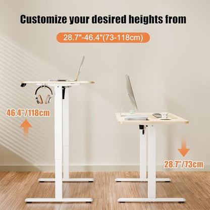 67"x24" Standing Desk, Height Adjustable Sit-Stand Office, Oak | Electric Adjustable Standing Desk, Sit to Stand Computer Office Desk with Splice Board, Memory Preset, Lifts 28.7''-46.5" - color: White Frame-gold Oak, size: 67-inch