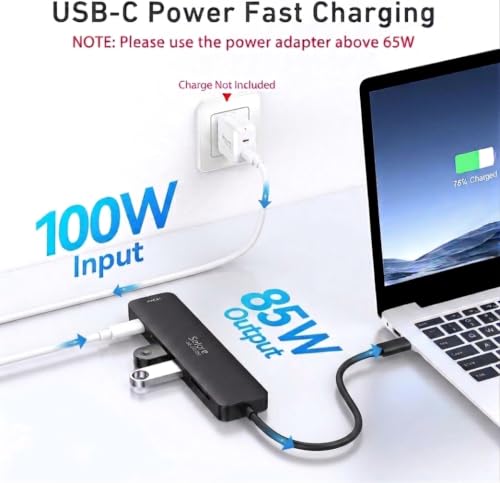 USB C Hub HDMI Adapter for MacBook Pro/Air, 7 in 1 USBC Dongle with HDMI, microSD/SD Card Reader, USB C Data Port,100W PD, and 2 USB 3.0 Compatible for MacBook Pro/Air, Lenovo Thinkpad.(Black) - color: Dark Black