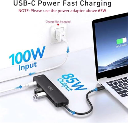 USB C Hub HDMI Adapter for MacBook Pro/Air, 7 in 1 USBC Dongle with HDMI, microSD/SD Card Reader, USB C Data Port,100W PD, and 2 USB 3.0 Compatible for MacBook Pro/Air, Lenovo Thinkpad.(Black) - color: Dark Black