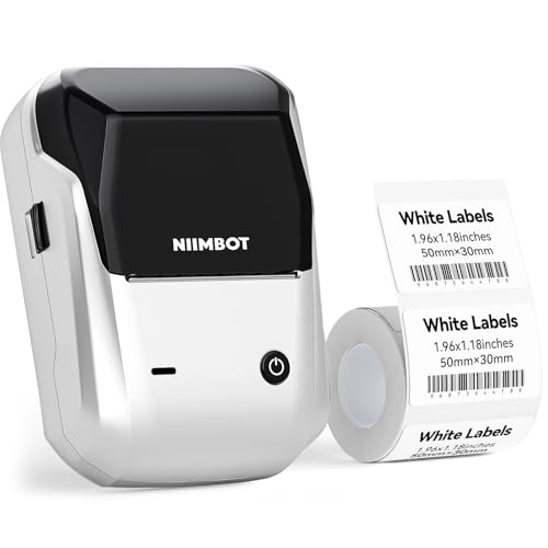 NIIMBOT B1 Label Maker Machine with Tape for Home and School, Silver Gray | 2 Inch Portable Label Printer Bluetooth Thermal Sticker Printer for Small Business Labeling, Compatible with Phones & PC - color: Silver Gray, style: Printer+Tape